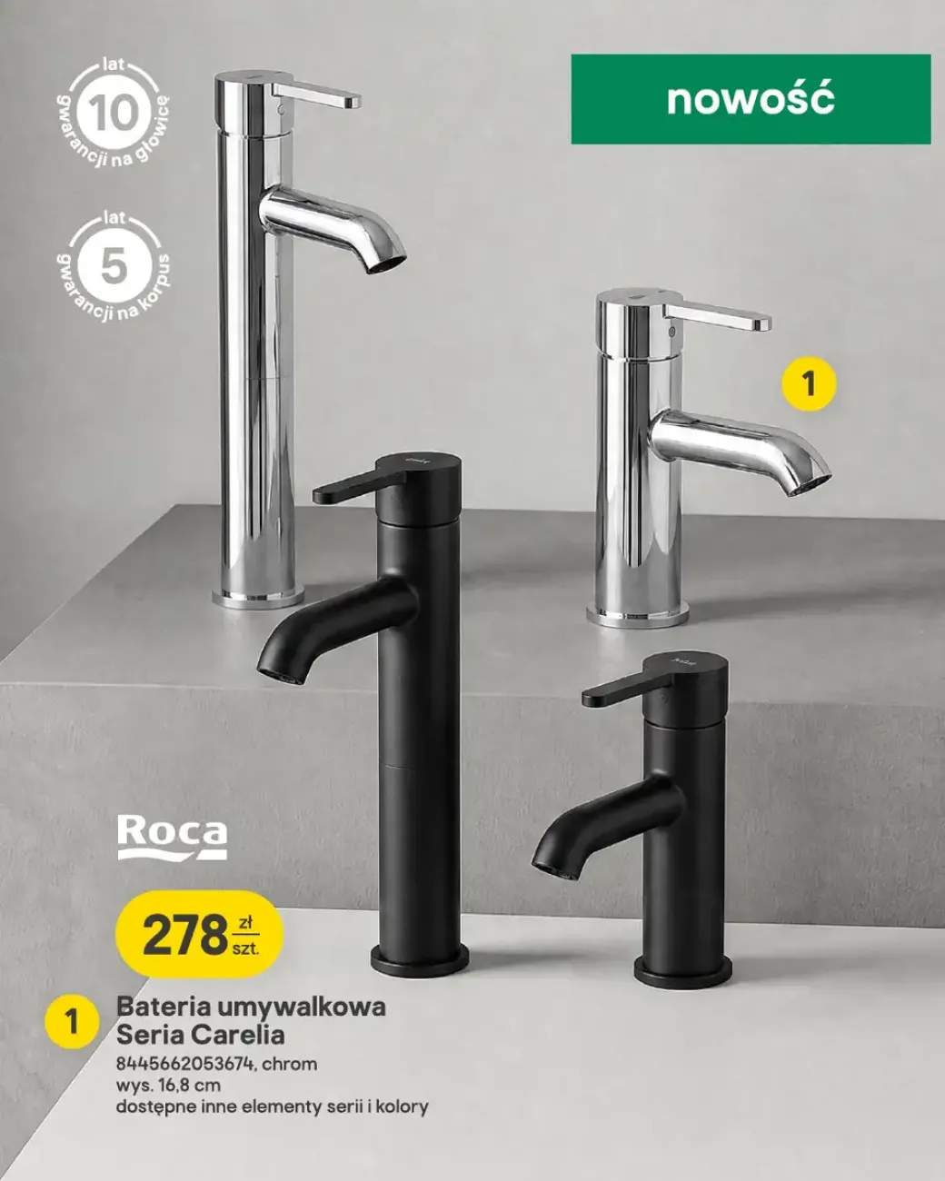 Bateria umywalkowa Roca Carelia chrom