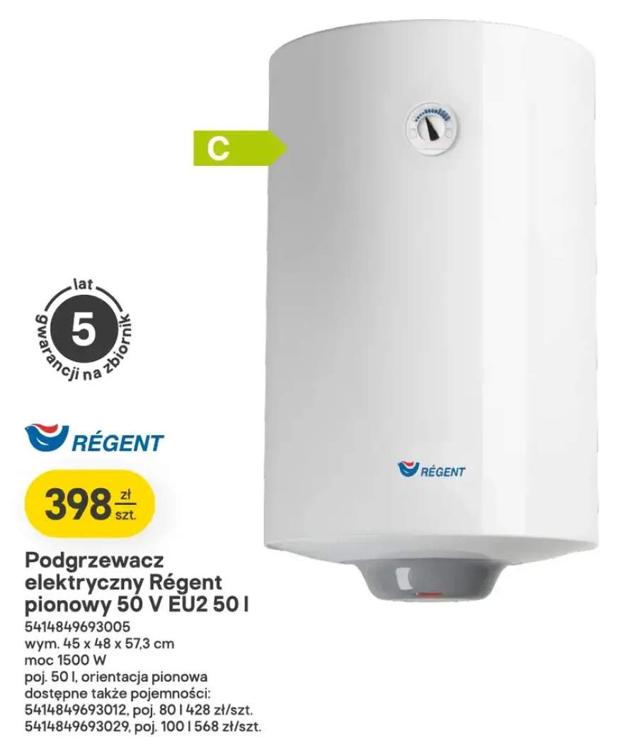 Podgrzewacz elektryczny Régent pionowy 50 l