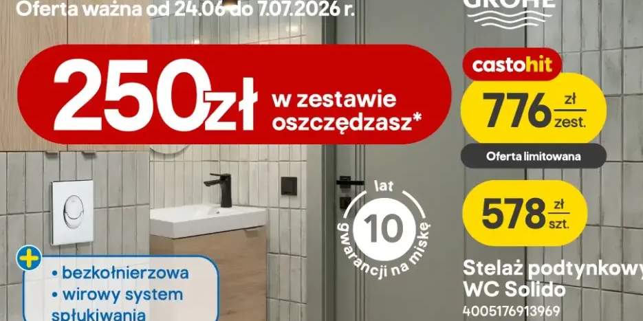Zestaw stelaż podtynkowy WC Grohe Solido + miska WC Cavally