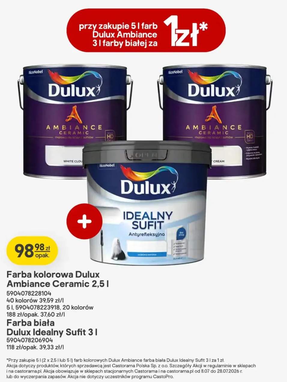 Farba biała Dulux Idealny Sufit +1 wariant
