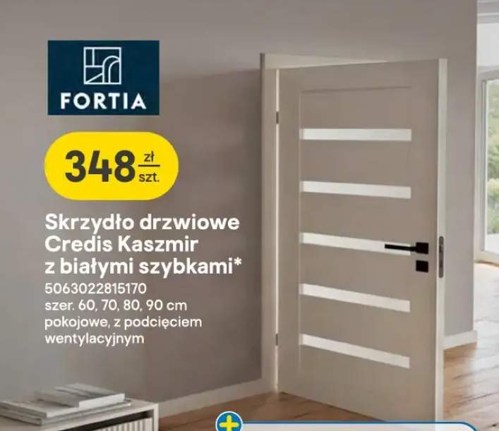 Skrzydło drzwiowe Fortia Credis Kaszmir z białymi szybkami