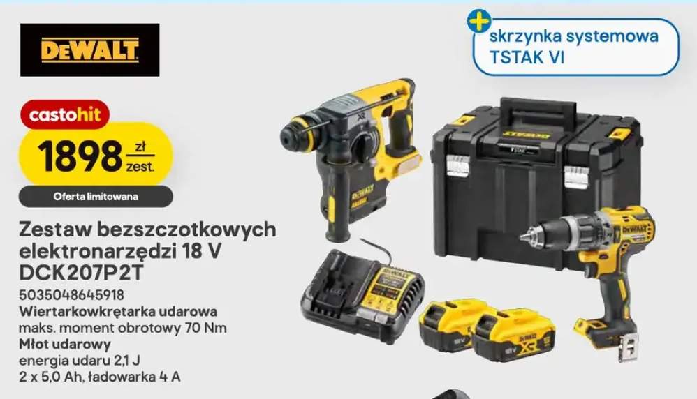 Zestaw bezszczotkowych elektronarzędzi DCK207P2T DeWalt